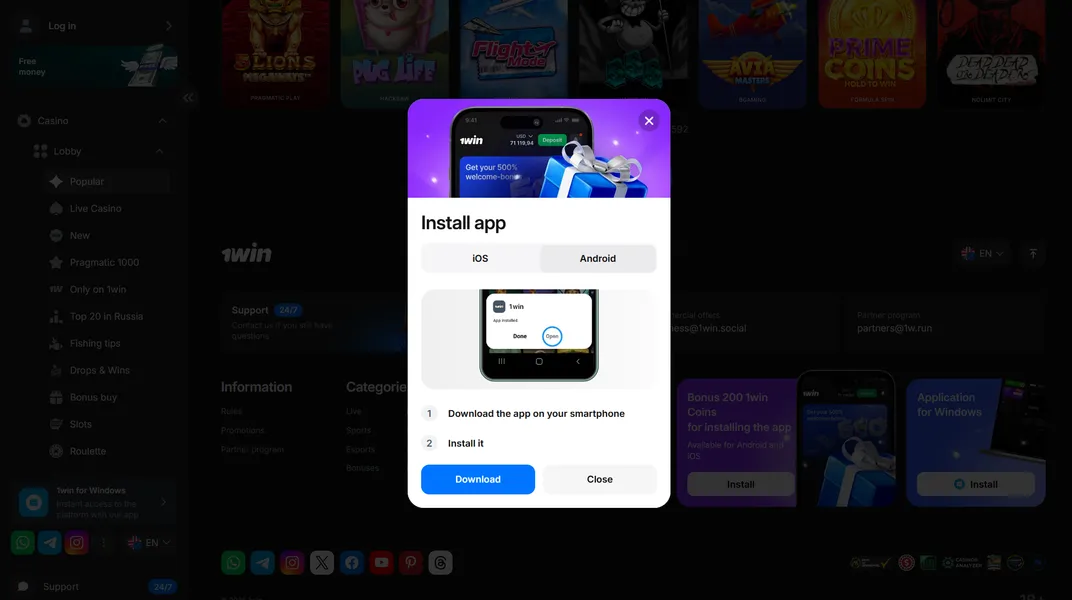 Step-by-step guide to download 1win APK